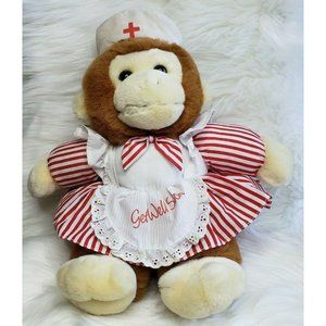 14" VINTAGE "Get Well" Nurse Candy Striper Monkey
